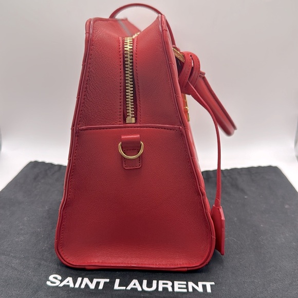 YVES SAINT LAURENT Red Matelasse Quilted Cabas Monogram YSL Leather - Picture 4 of 16